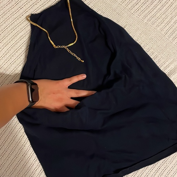 Black Halter top attached with gold necklace. BRAND: Chaps. SIZE: Large - Picture 3 of 3
